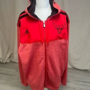 Adidas Men's NBA Chicago Bulls Red and Black Zip-Up Hoodie Sz XXL